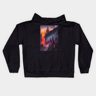 Spooky Halloween Castle and Chapel - AI Gen Scenery Art Sticker Kids Hoodie